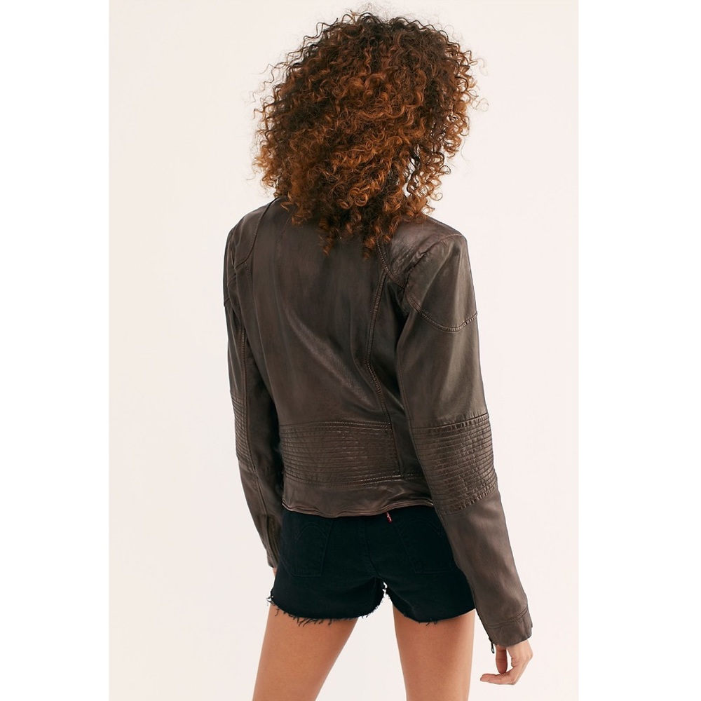 Free People Fitted And Rugged Leather Jacket - Picture 2 of 4
